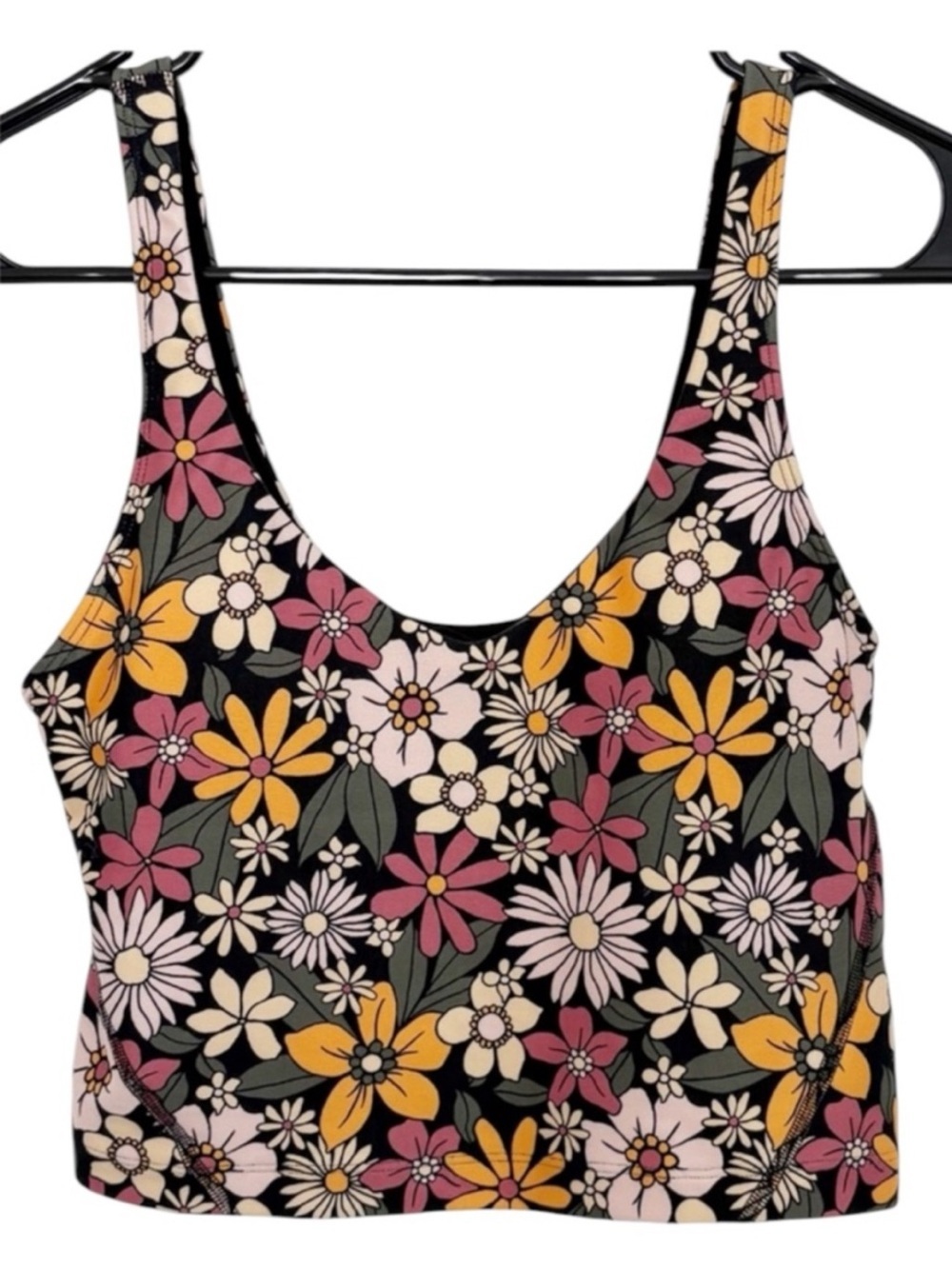 Gilly Hicks Black Floral Knit TankTop w/Subtle Logo Sz Small NWOT